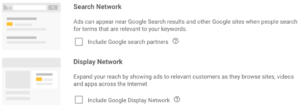 search network options in AdWords